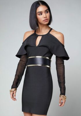 bebe bandage dress black Bebe Women's Color Block Bandage Dress