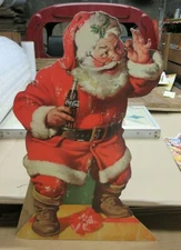 1950s Coca Cola Holidays Merry Christmas Cardboard Sign Santa Bottlle