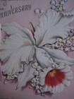 UNUSED 1940s vintage greeting card Sunshine Line ANNIVERSARY White Orchid w/ Bow — photo 3