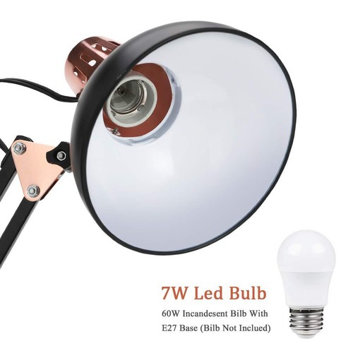 Metal Swing Arm Desk Lamps Adjustable And Flexible Feading With Base And Clip 2i - Picture 5 of 8