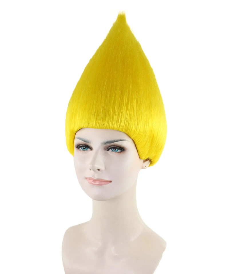 Women Yellow Straight Wig Cosplay Halloween Party Trolls Neon Hairdo Up HW-1346 - Image 2 of 4