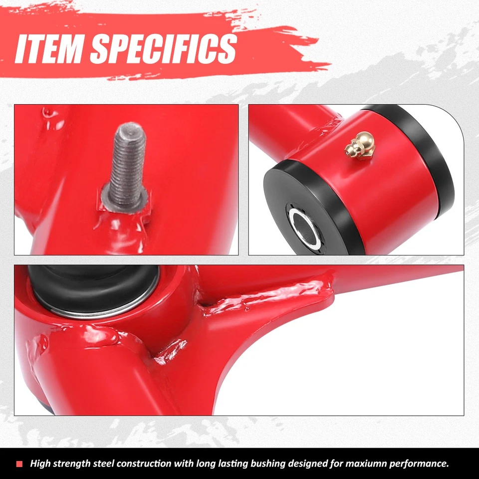 Brazos de control superiores delanteros rojos con elevación de 2-4" para Toyota Sequoia Tundra 07-22 Foto 3 de 4
