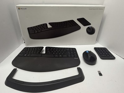 Microsoft L5V-00001 Sculpt Ergonomic Desktop Complete Set w/ Dongle, WORKING