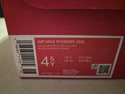 Nike Air Max Phoenix (GS) White/Red/Black Kids Sneaker US 4.5Y HF7052-102