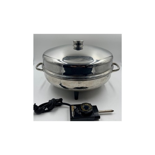 VTG Faberware 344A 12” Electric Skillet W/ Lid And Steamer Tray Works & Tested