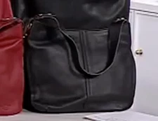 American Leather Co. Summit Medium Zip-Top Leather Hobo Bag Black New