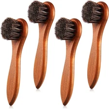 4 Pcs Horsehair Shine Shoes Brush Kit Polish Dauber Applicators Cleaning Leather