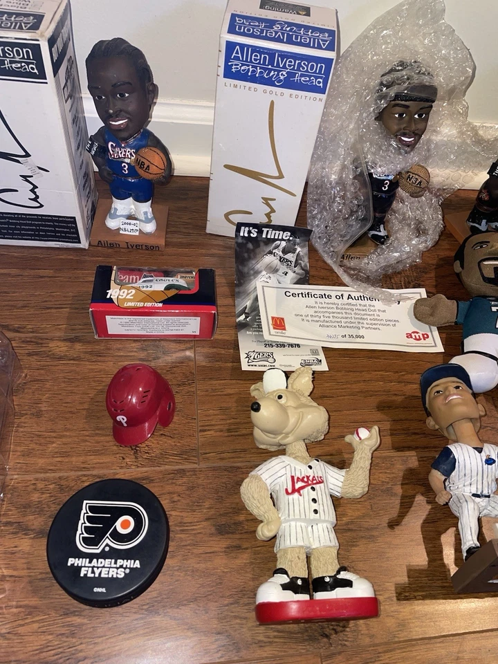 Vtg Bobblehead Statue Lot Iverson Jrue Jackals Kalas Eagles Schmidt Flyers Puck - Image 3 of 4