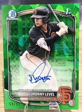 2025 1st Bowman Chrome Green Sapphire Jhonny Level /99 Prospect Auto SF Giants