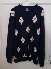 Dockers Men's Blue LS Argyle Pullover Sweater Sz L