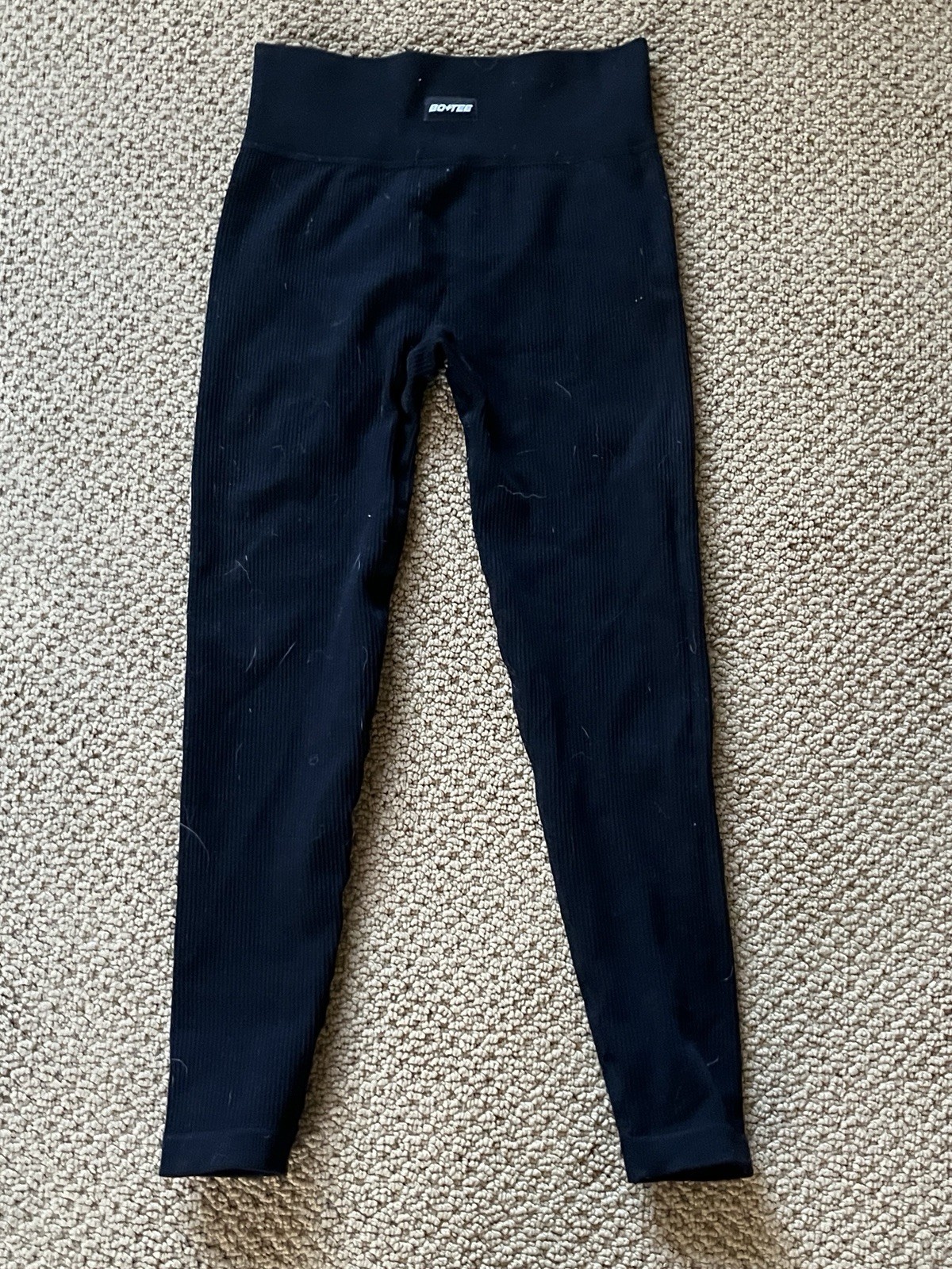 Bo+Tee Ribbed Compression Leggings for Women - Black Activewear & Loungewear Size S