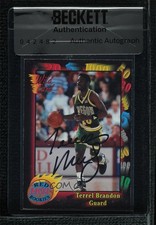 BAS 1992 Wild Card Collegiate Terrell Brandon #10 Seal of Authenticity Auto 3c7
