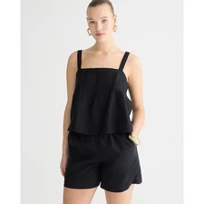 NEW J.CREW BLACK LINEN BOW BACK BOXY TANK TOP CA356*XL