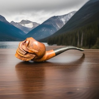 Pipa para fumar tabaco calavera humana tallada a mano de madera