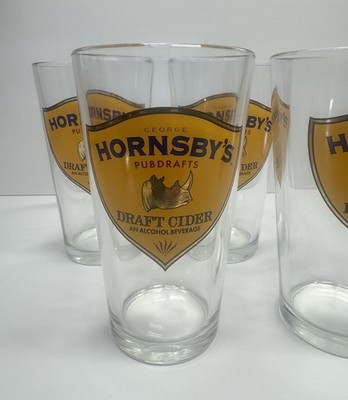 Hornsby's Draft Cider Pubdrafts Glasses Set of 4, 14 oz., Rhino Head Logo