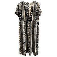 Vintage Geometric Print Midi Dress M