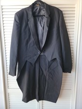 Vintage Pierre Cardin Tuxedo Jacket Wool Sz 43 XL w/Long Tails Black Formal USA