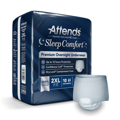 Attends  Sleep Comfort Premium Overnight Underwear, 2X-Large, 68   80 Inches