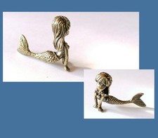 Messing Figur Meerjungfrau Nixe massiv NEU