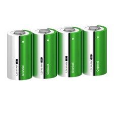 4 Pack 10000mAh Rechargeable D Batteries, 1300 Cycles NiMH D Cell Batteries, ...