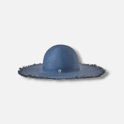 Loro Piana Women's Blue Bridgette Paper Floppy Sun Hat Size L