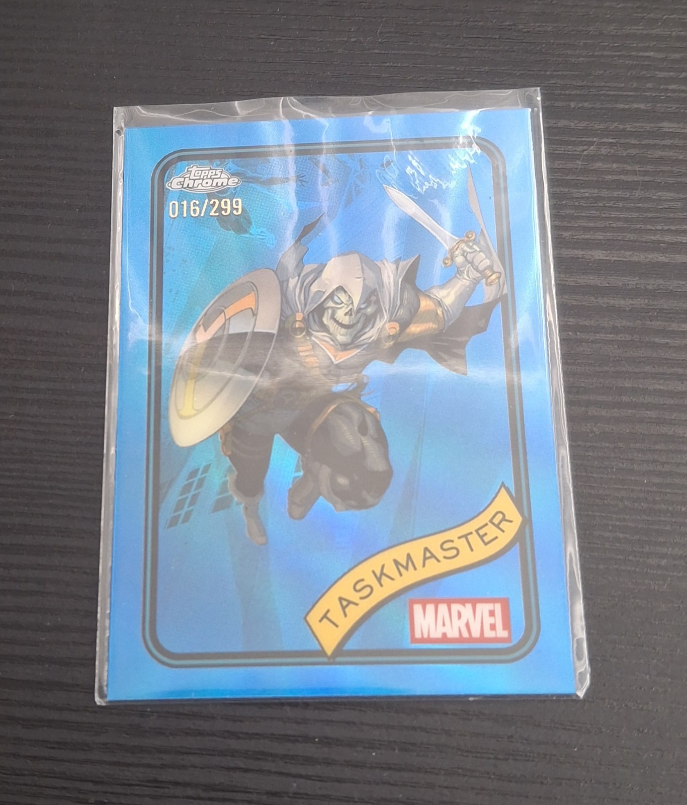2025 Topps Chrome Marvel Taskmaster Blue Refractor #/299