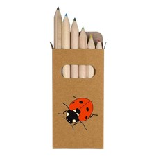 6 x 'Ladybird' Short 85mm Pencils / Coloured Pencil Set PE00025271 