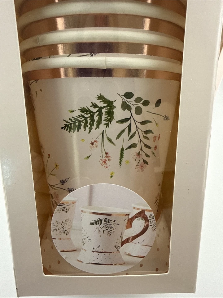 40套姜光下午茶派对杯带把手和底座纸带金箔 — 第 2/4 张图片