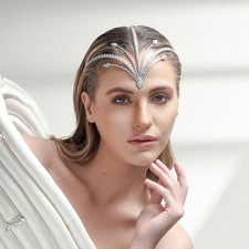 Silver Zircon Bridal Headband Wedding Hair Band Crystal Bride Hair Accessory