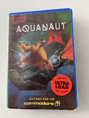 Aquanaut Commodore 64 C64 Tape Spiel CIB Interceptor 1984