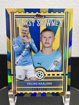 2025-26 Topps Finest UCC Soccer Showmen Blue Refractor Erling Haaland /150
