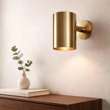 Raw Brass Cylindrical Wall Sconce Stilnovo Style Bedside Lamp Mid Century Lamp