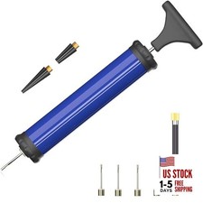 Portable Ball Pump,Air Pump Inflator Kit with Needle,Nozzle, Manual / Blue