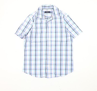 Maine New England Herren Hemd Blau Kariert Kurzarm Baumwolle S