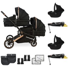 Image of My Babiie MB33 Tandem Pushchair-2 Inf. Carriers & Bases-Rose Gold Black
