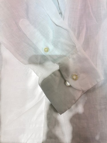 SAND Copenhagen Men's White Linen Shirt 15/38 Casual Fit Button-Down - Picture 3 of 3