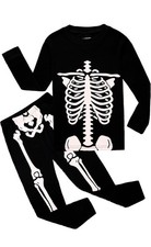 Family Feeling Little Boys Pajamas Sets 100 Cotton Long sleeve Glow Skeleton
