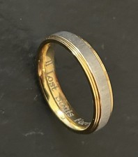 Wedding Anniversary Commitment Ring 18K Yellow Gold Filled Titanium 4mm Size N