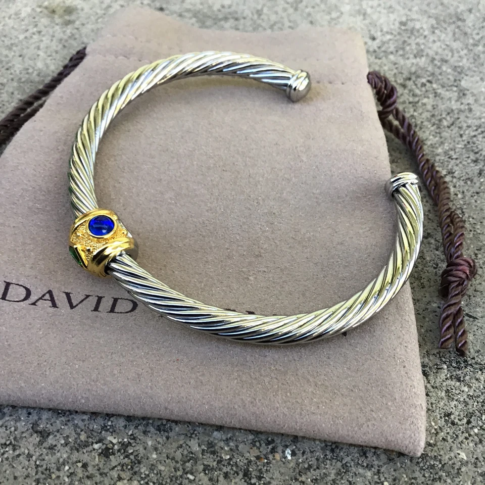 Pulsera Renacentista David Yurman Cromo Diópsido Topacio Azul Plata de Ley 925 Foto 4 de 4