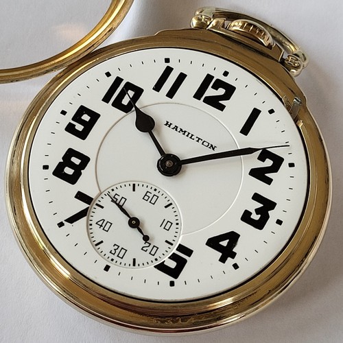 N63 MINTY 1945 21j 992B HAMILTION RAILROAD POCKET WATCH MODEL 11 CASE RUNS A+ ! - Picture 10 of 20