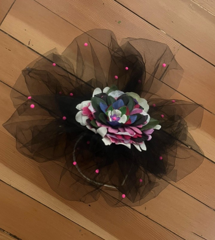 Black Floral Mesh Fascinator Hat/HeadBand Wedding Tea Cocktail Party