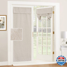 RYB HOME Linen French Door Curtains Room Darkening Privacy Window Panel