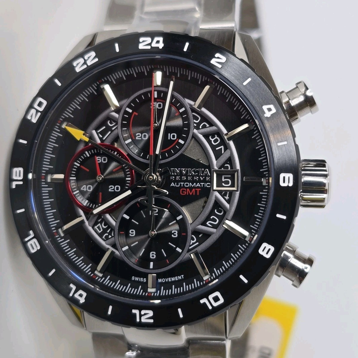 Invicta Reserve Golden Elite Eta 7754 Automatic Chronograph GMT Watch 49230  44mm