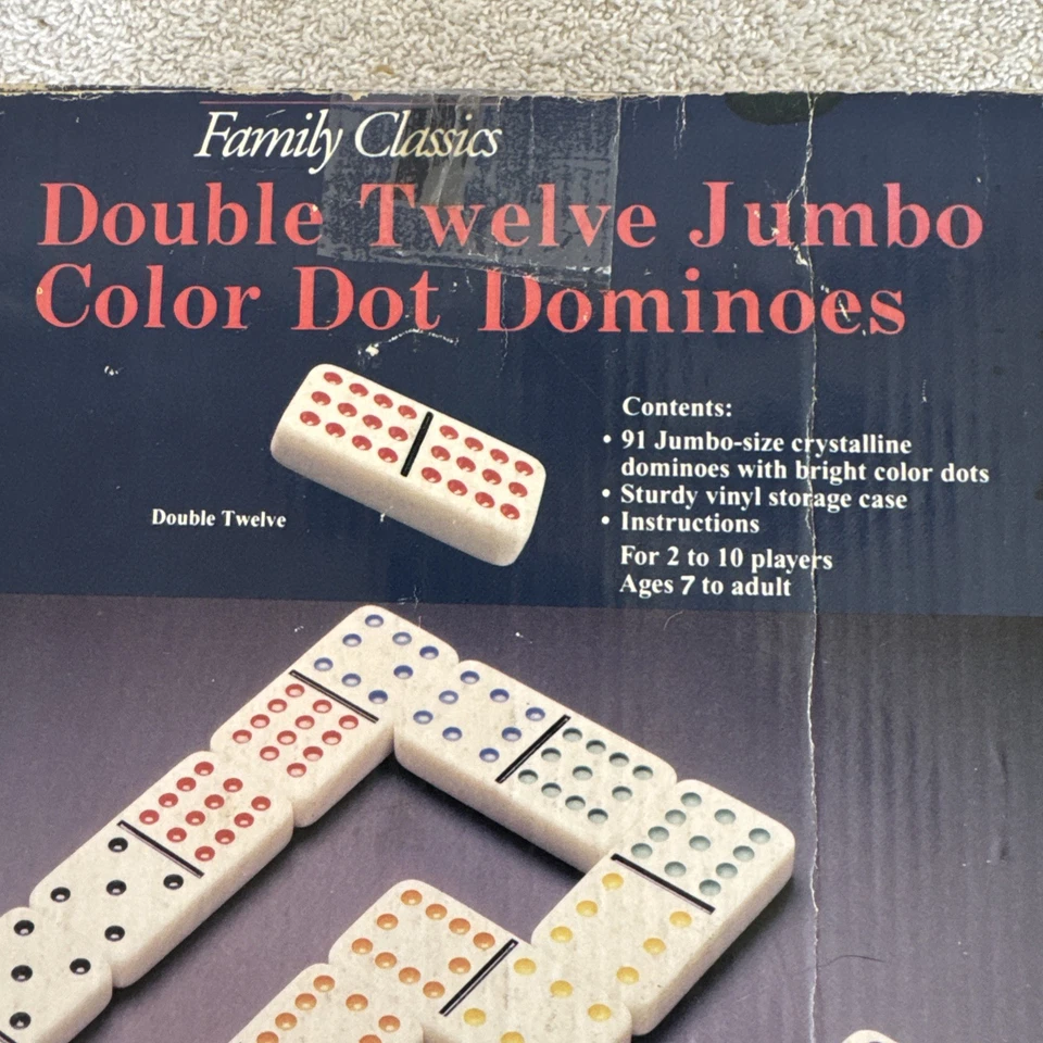 Pressman Double 12 Twelve 91 Dominoes Jumbo Color Dot Complete Vinyl Case & Box - Image 3 of 4
