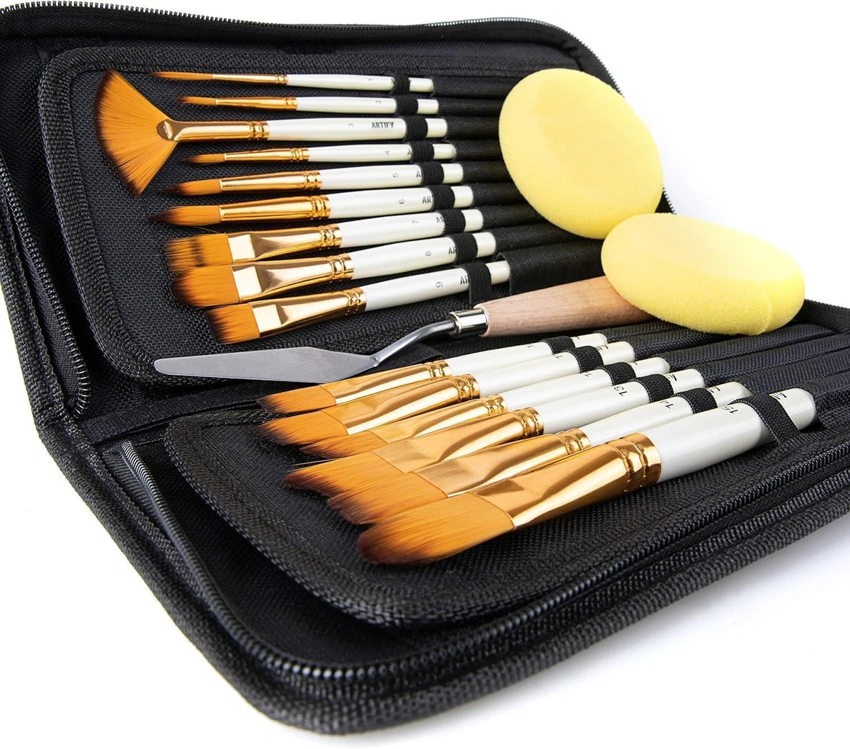 Crafts 4 All Pennelli per Pittura Acrilica - Confezione da 18 Pennelli Professionali, a Punta Larga e