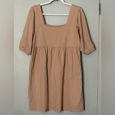 ASOS Blush Pink Nude Puff Sleeve Babydoll Empire Waist Dress 12