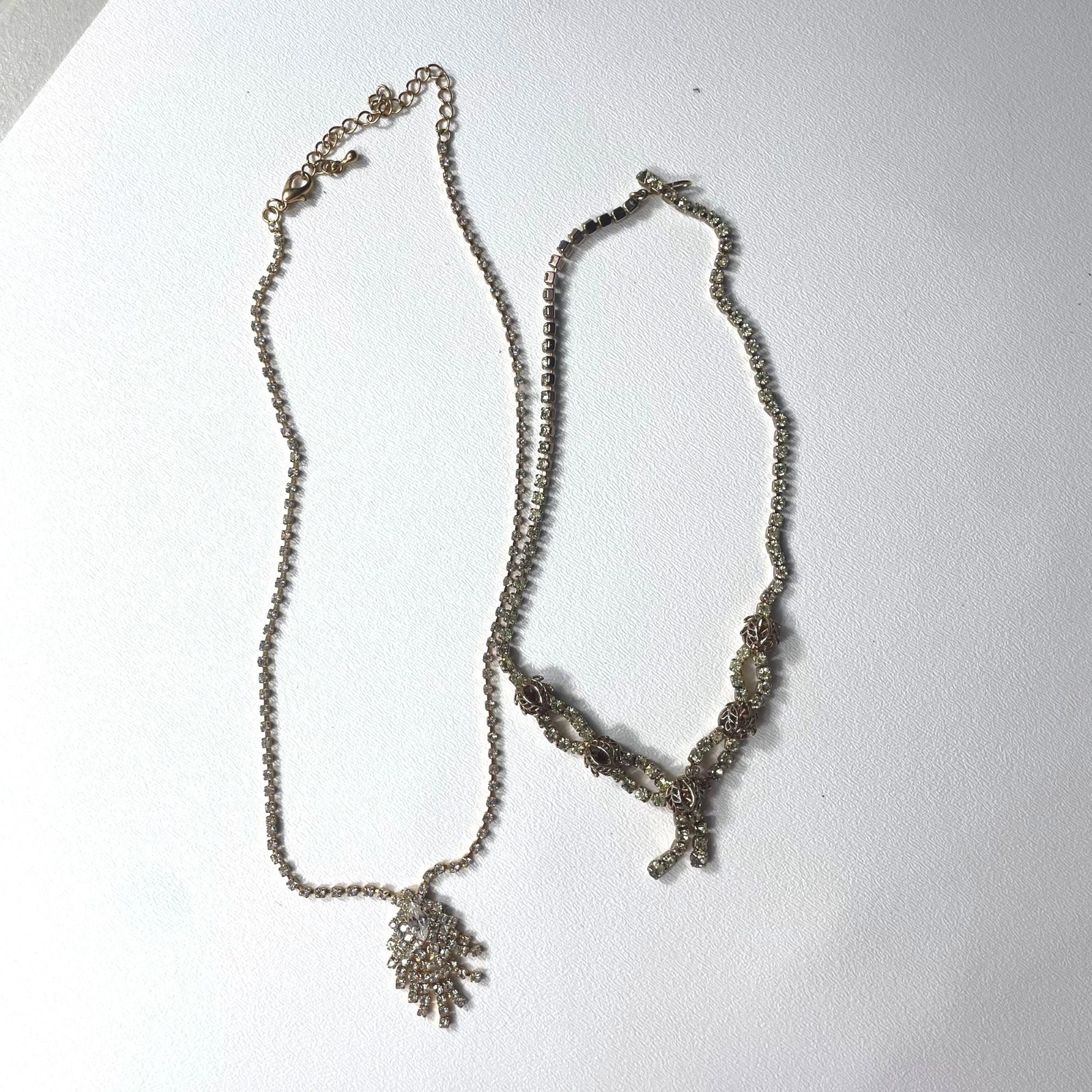Vintage Rhinestone Statement Necklaces Set Of 2 W… - image 10