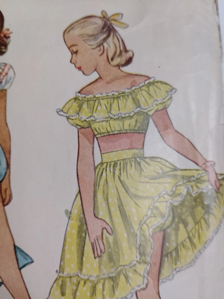 Simplicity 2889 Skirt Crop Top Bloomers Dance Sewing Pattern Girls 7 VTG Easy - Image 4 of 4