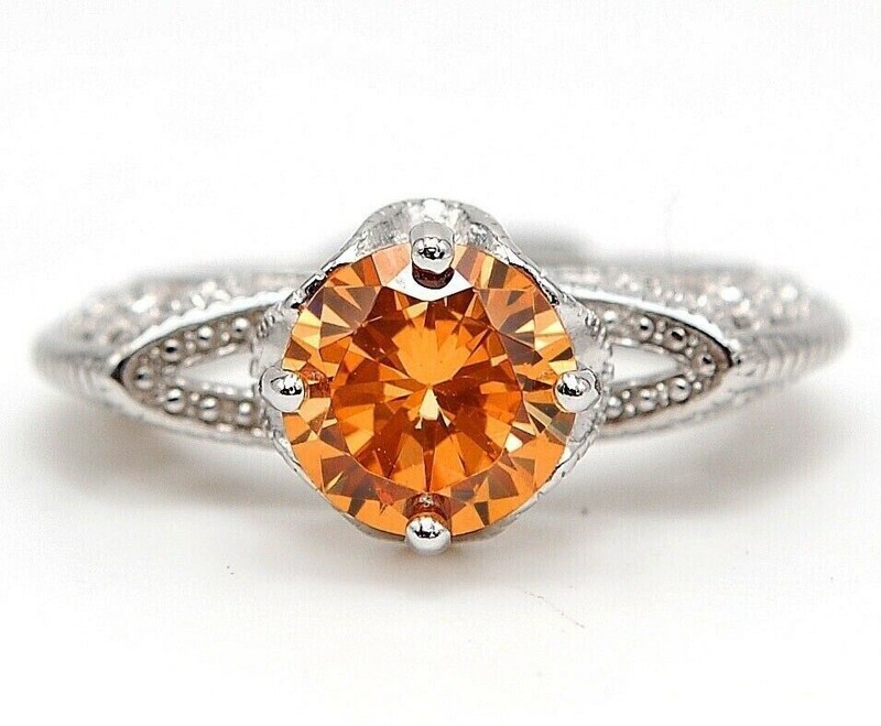 2CT  Padparadscha 925 Sterling Silver Ring Sz 7 N3-4