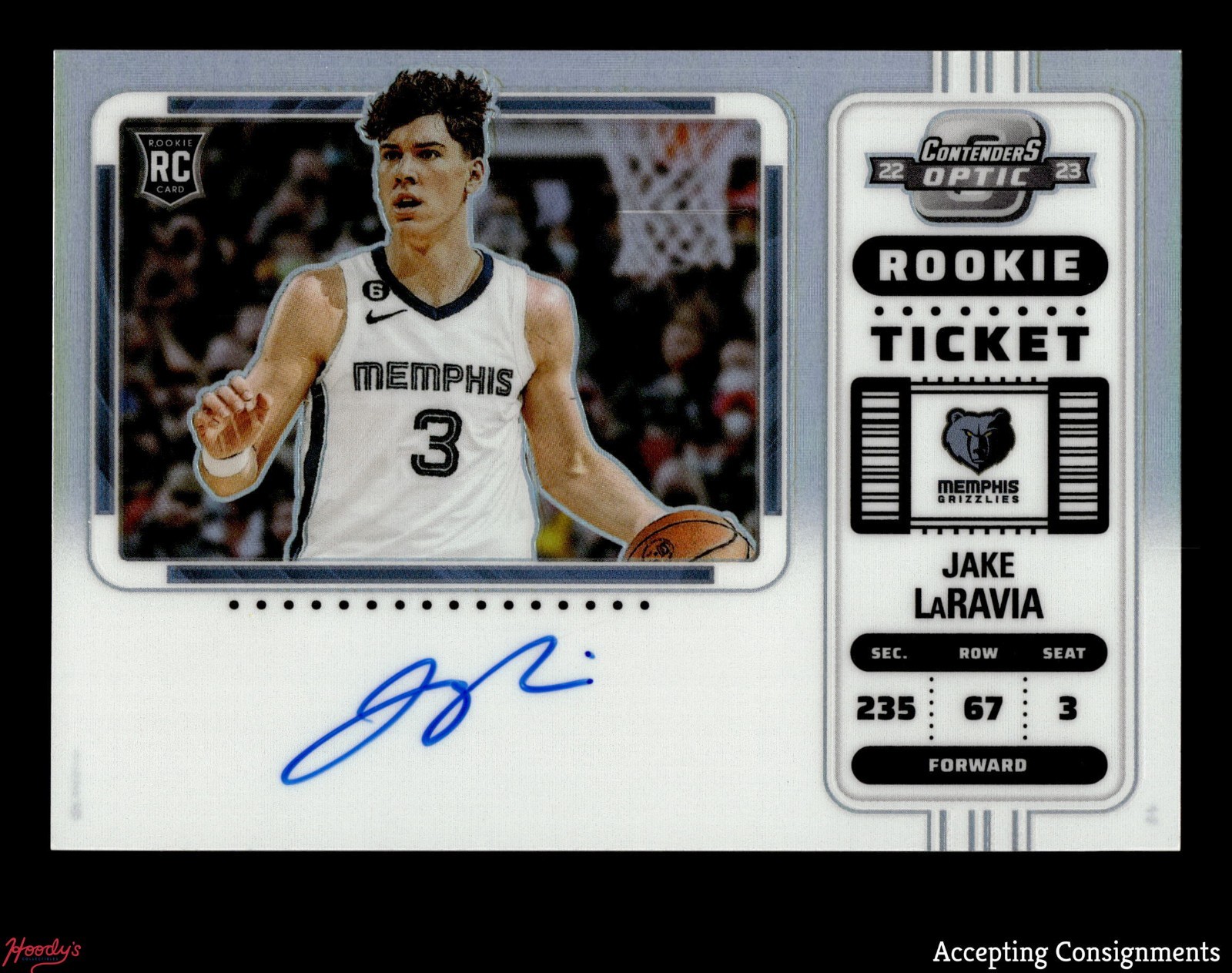 2022-23 Contenders Optic Variation #119 Jake LaRavia ROOKIE AUTO RC GRIZZLIES